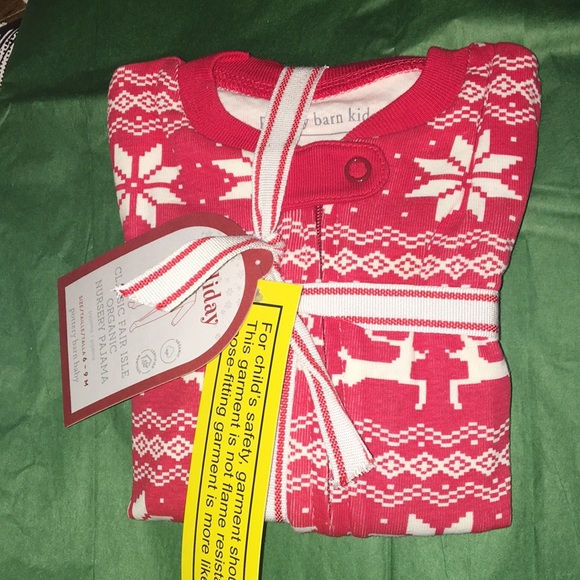 Pottery Barn Kids Holiday Classic Fair Isle Organic Pajamas NEW 100% Organic - Picture 5 of 6